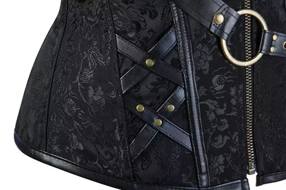 Gothic Overbust Corset with Chains and Buckle