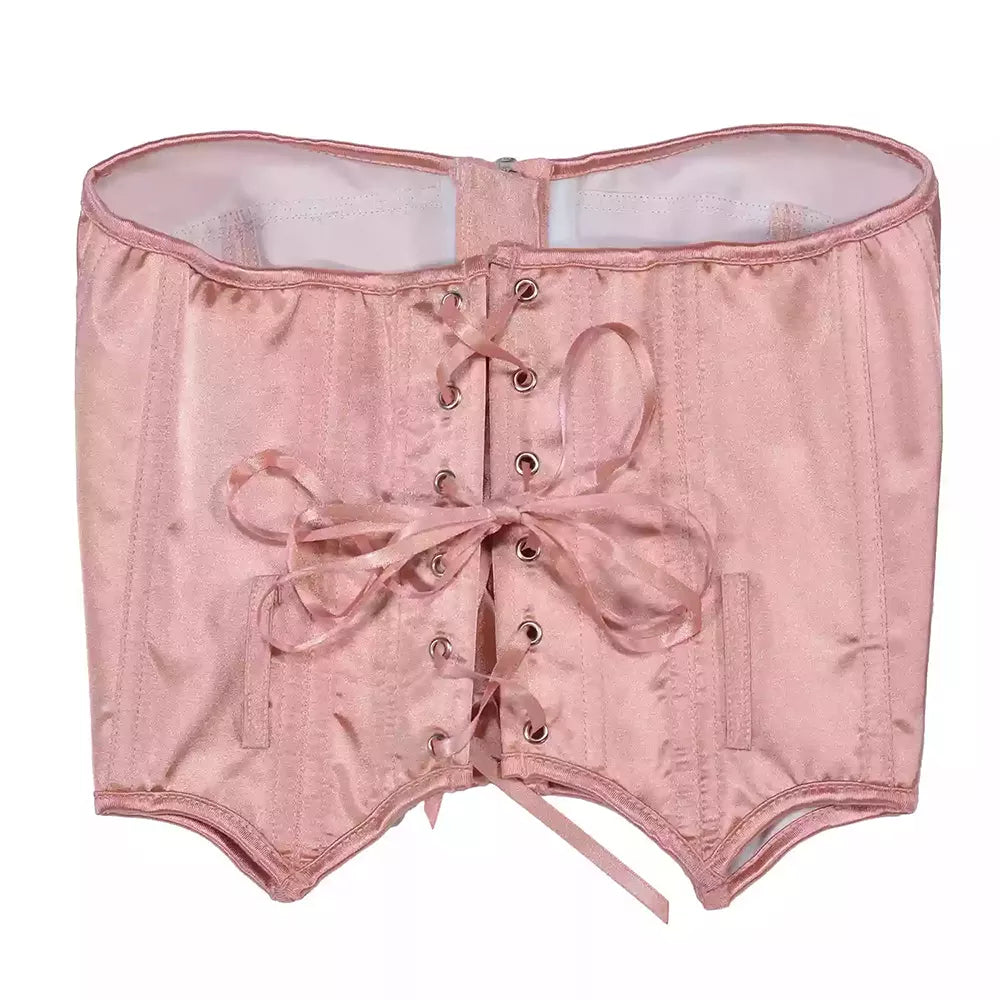 Satin Corset Boned Zip-Up Corset