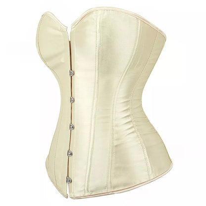 Silk Corset Overbust Corset with Steel Boning and Lace-Up Back