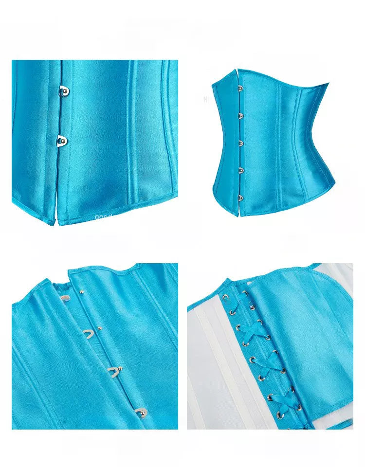 Silk Underbust Corset with Steel Boning and Lace-Up Back