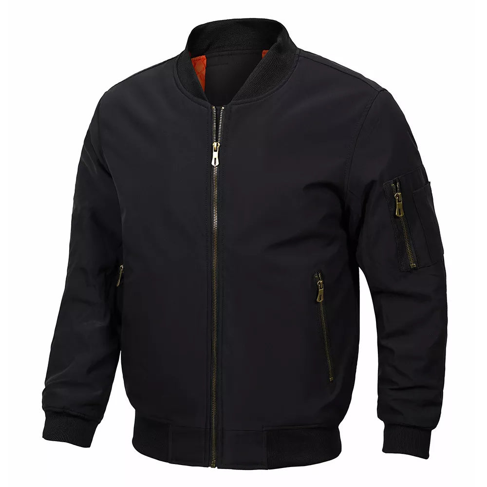 Men’s Stand Collar Flight Bomber Jacket