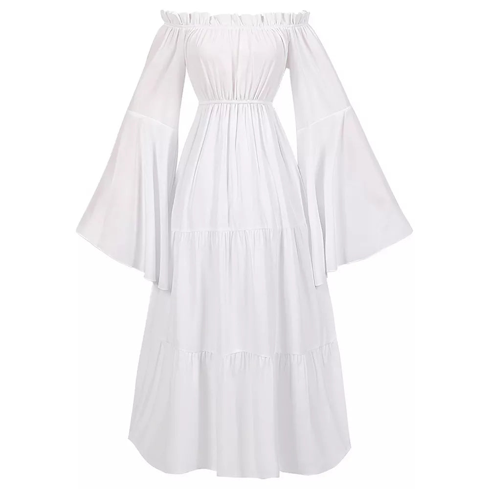 Women's Renaissance Medieval Long Dress Victorian High-Waisted Gown