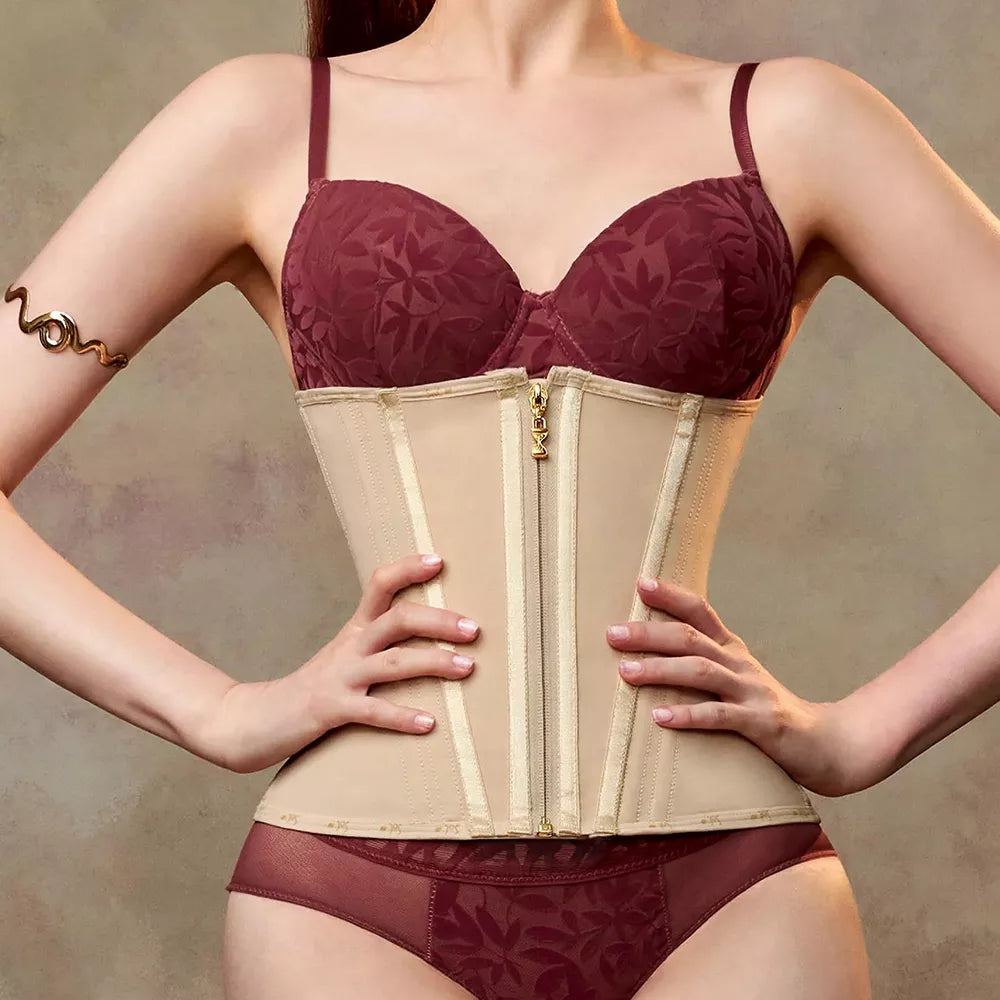 Gold Zipper Breathable Latex Waist Trainer and Abdominal Shapewear Belt