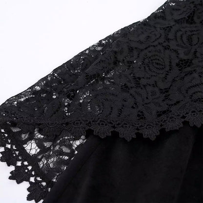 Women's Gothic Velvet Lace Floral Mesh Skirt