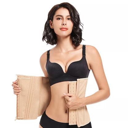 Gold Zipper Breathable Latex Waist Trainer and Abdominal Shapewear Belt