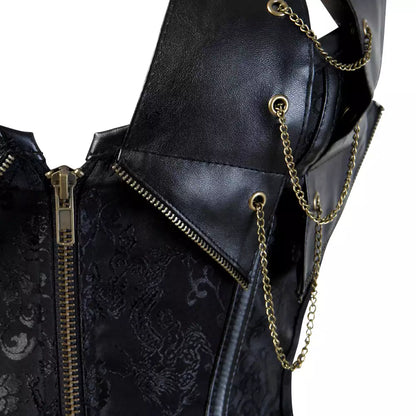 Gothic Overbust Corset with Chains and Buckle