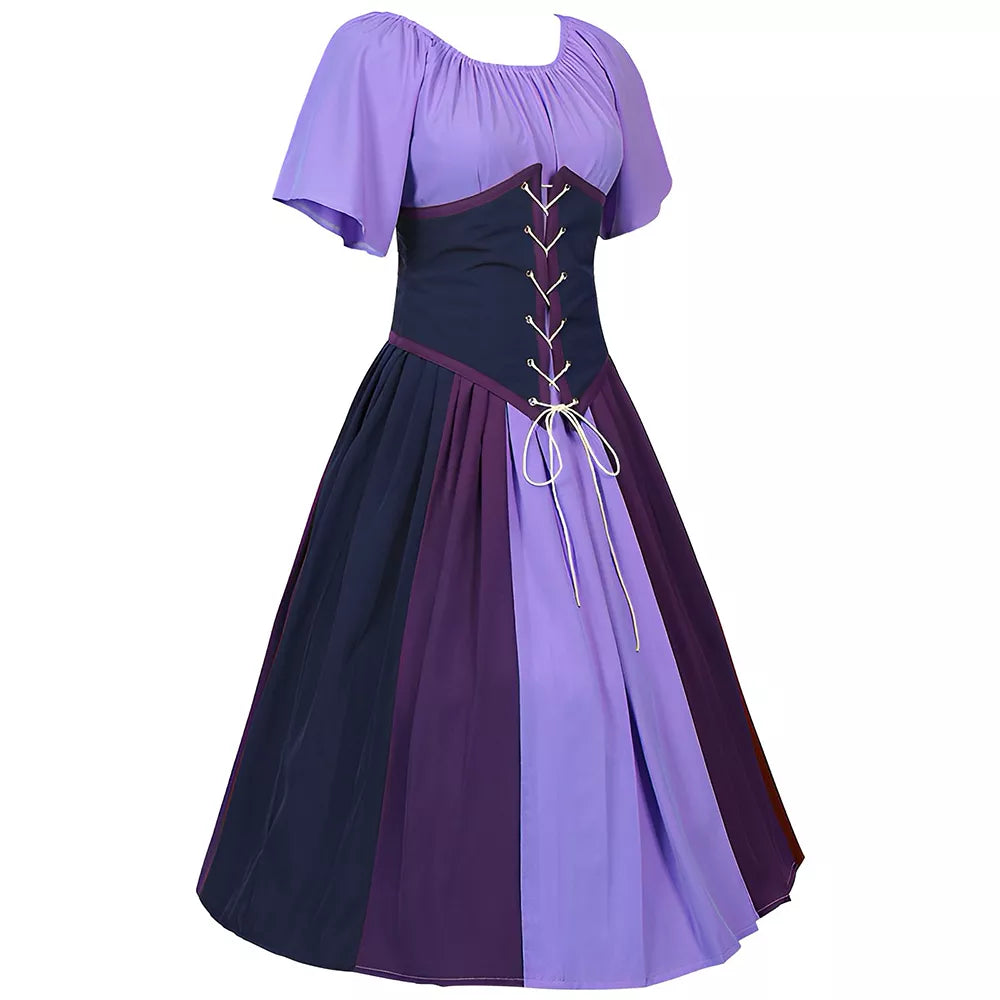 Women's Plus Size Medieval Color-Block Victorian Off-Shoulder Dress