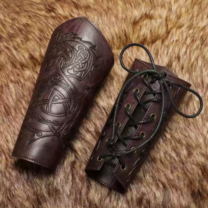 Medieval Vintage Embossed Bracers Knight Arm Guards Cosplay Prop