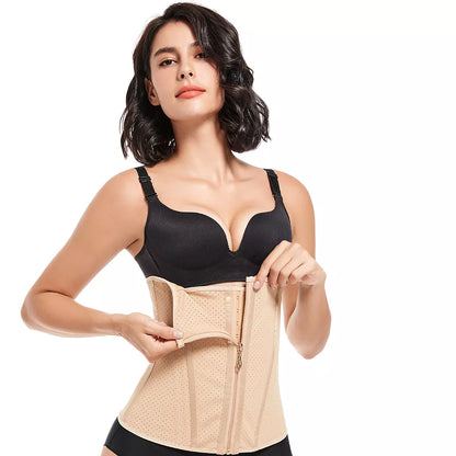 Gold Zipper Breathable Latex Waist Trainer and Abdominal Shapewear Belt