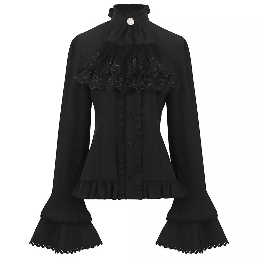 Women's Victorian Top Medieval Ruffled Shirt