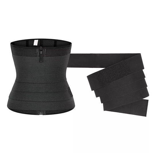 Removable Strap Zip-Up Sports Waist Trainer and Shapewear Belt