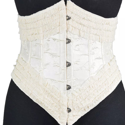 Renaissance 30cm Jacquard Waist Cincher with 5 Hooks and Lace-Up Closure