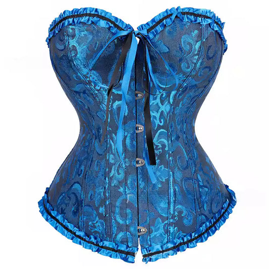 Vintage Overbust Corset Tops with Lace-Up Back and Front Busk Closure