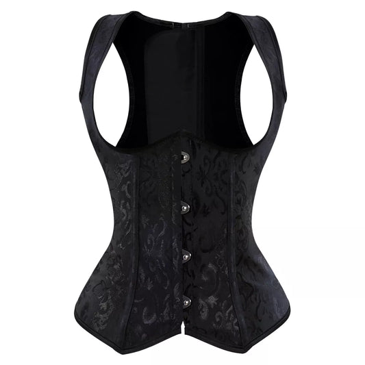 Gothic Jacquard Underbust Corset Top with Shoulder Straps