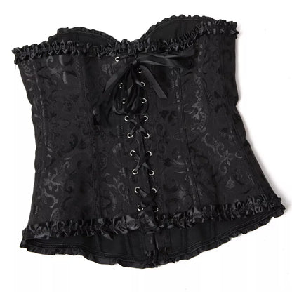 Lacing Corset Top Overbust Corset Bustier with Steel Boning