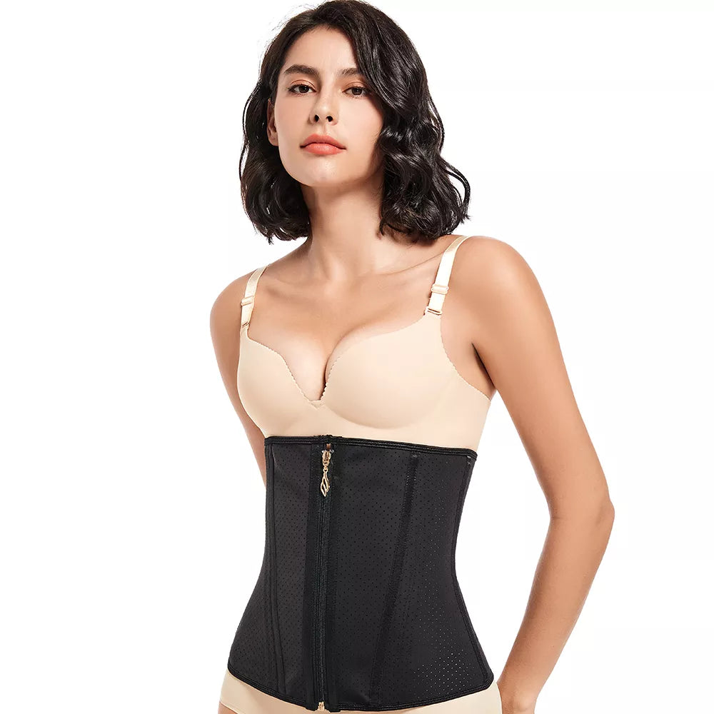 Gold Zipper Breathable Latex Waist Trainer and Abdominal Shapewear Belt