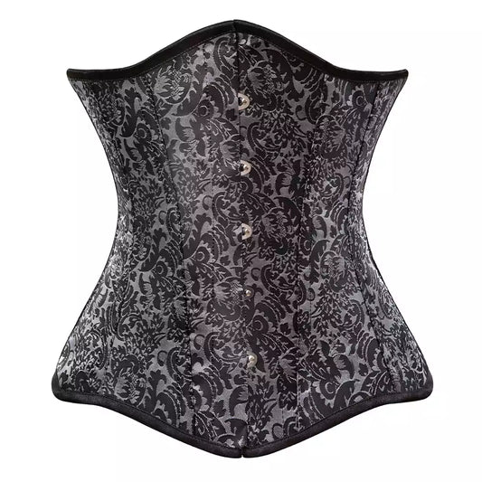 Brocade Underbust Corset with Steel Boning and Lace-Up Back