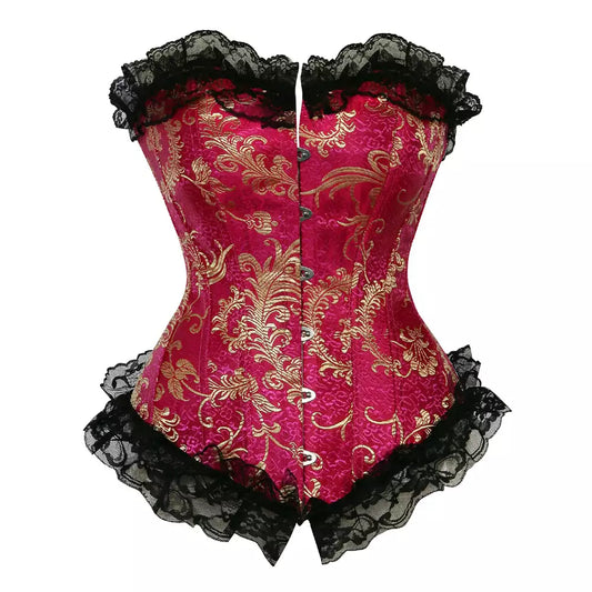 Vintage Overbust Corset with Lace Trim