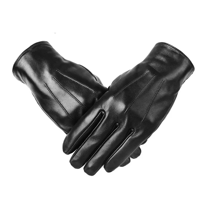 Men's Genuine Leather Gloves with Fleece Lining