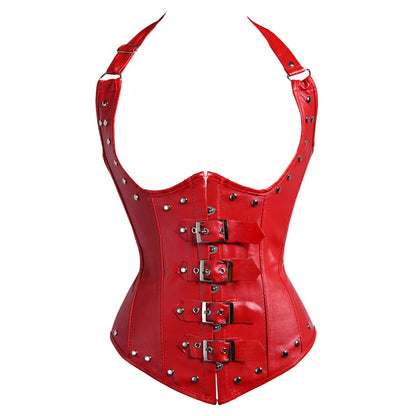 Steampunk Corset with Buckle Straps and Stud Accents