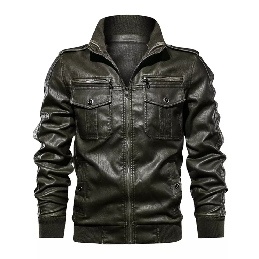 Men's Lightweight Faux Leather Biker Jacket | Trendy Moto Style