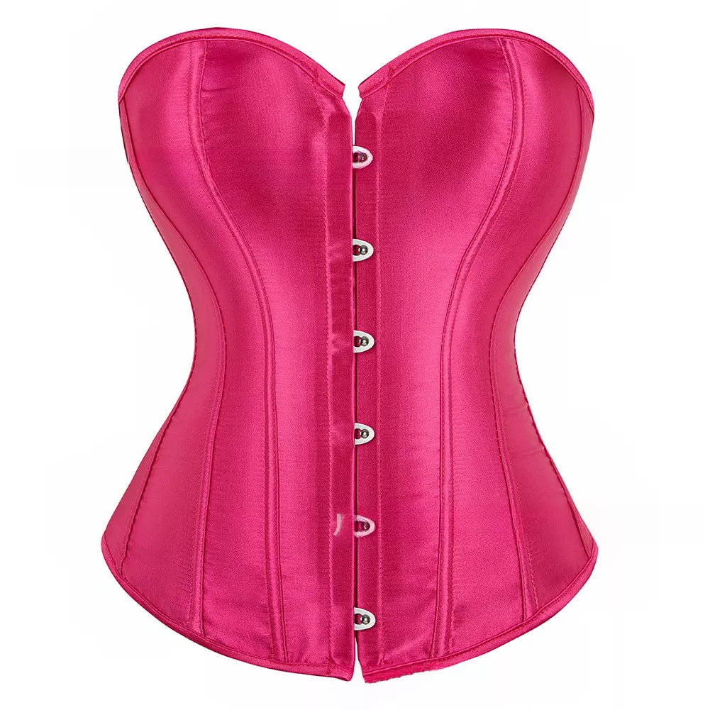 Silk Corset Overbust Corset with Steel Boning and Lace-Up Back