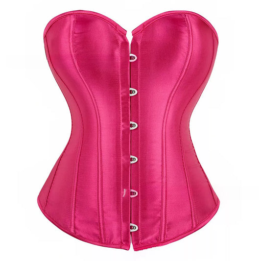 Silk Corset Overbust Corset with Steel Boning and Lace-Up Back