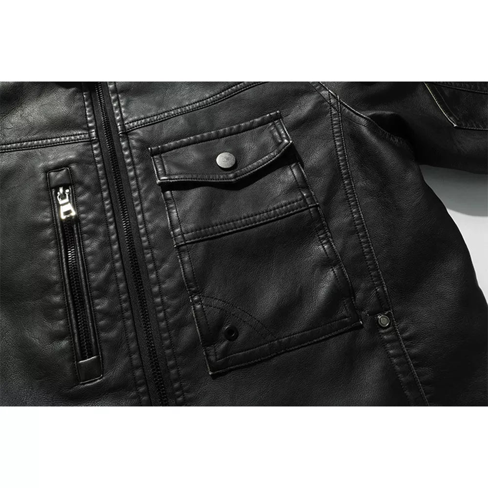 Mens Faux Leather Jacket Lightweight Fashion Motorcycle Leather Jackets Coat