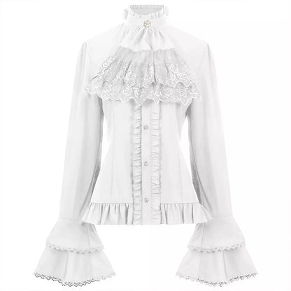 Women's Victorian Top Medieval Ruffled Shirt