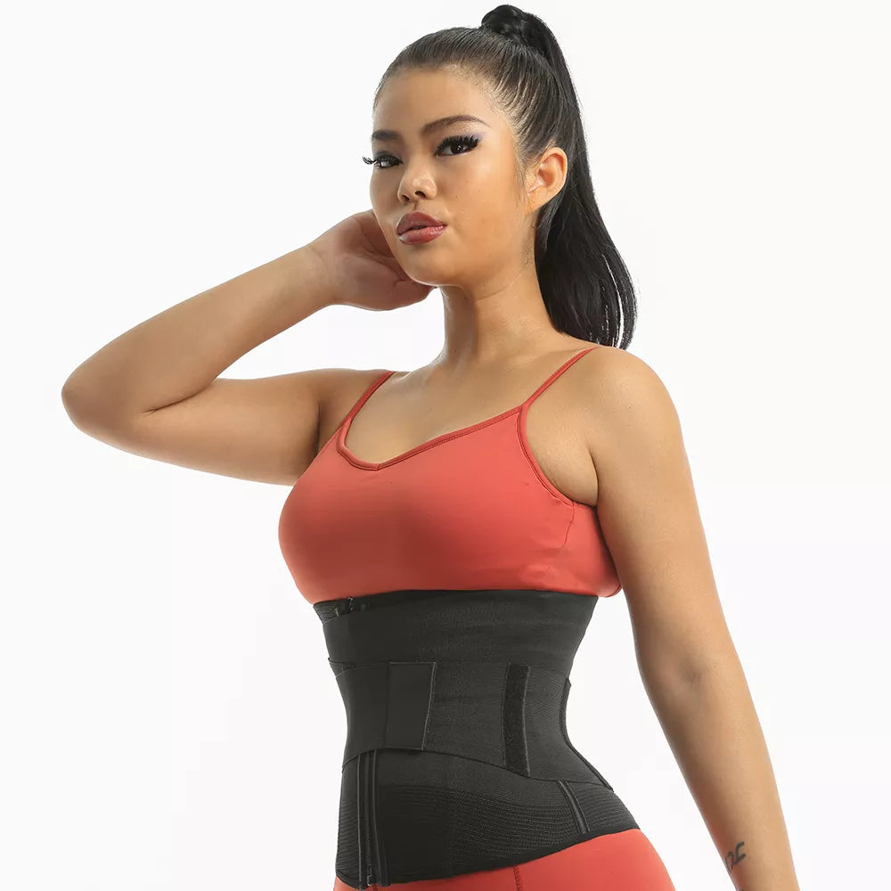 Removable Strap Zip-Up Sports Waist Trainer and Shapewear Belt