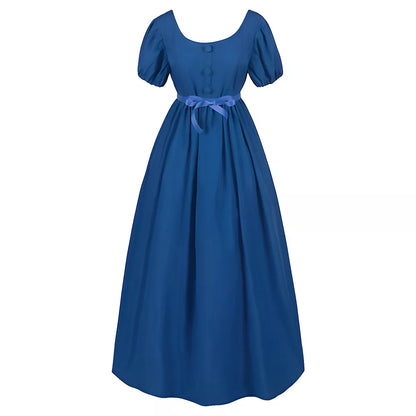 Women's Victorian Era Tea Dress Vintage Regency Gown High-Waisted Ball Gown