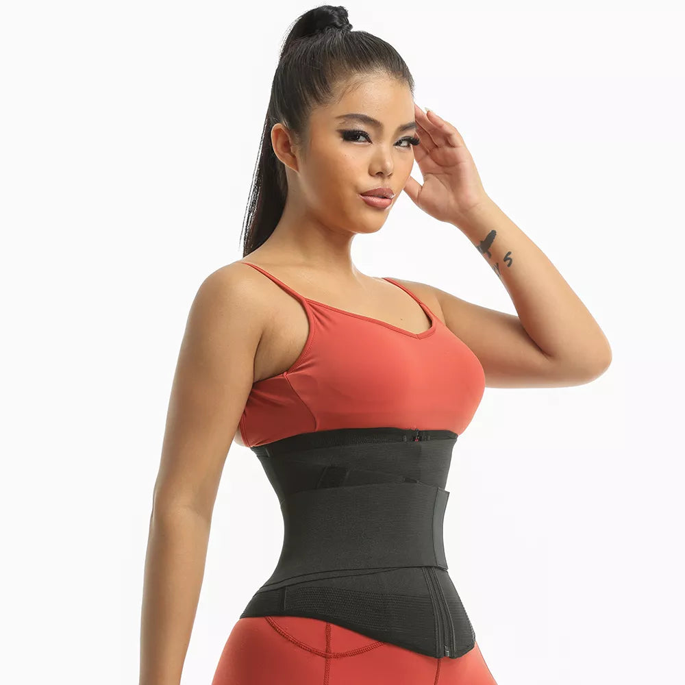 Removable Strap Zip-Up Sports Waist Trainer and Shapewear Belt