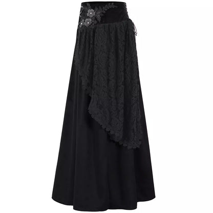 Women's Gothic Velvet Lace Floral Mesh Skirt