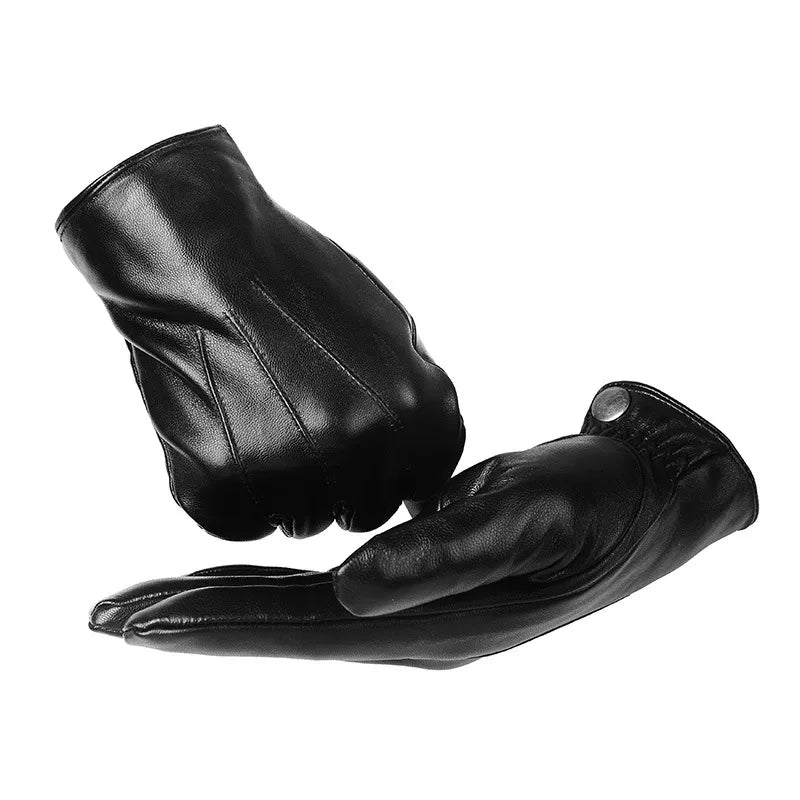 Men's Genuine Leather Gloves with Fleece Lining