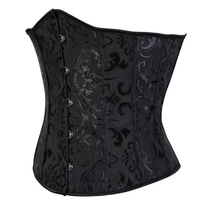 Steampunk-Inspired Underbust Corset with Intricate Lace-Up Back and Front Busk Closure