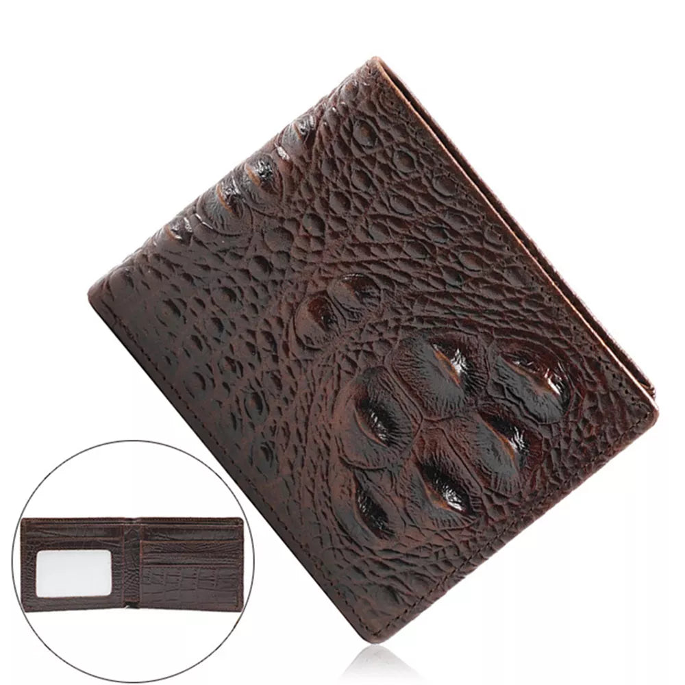 Men's Vintage Genuine Leather Wallet with Multiple Card Slots, Folding Ultra-Thin Card Holder