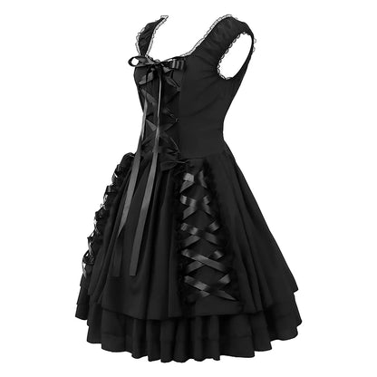 Women's Plus Size Steampunk Ruffled Puffy Skirt Dark Medieval Stage Skirt