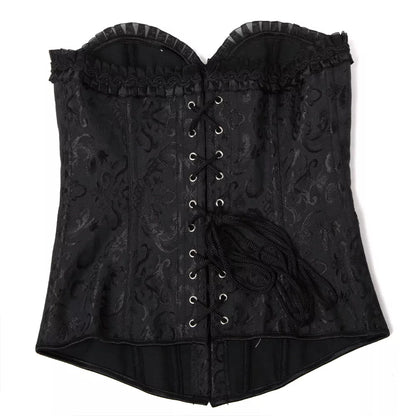 Overbust Corset with Steel Boning and Lace Trim