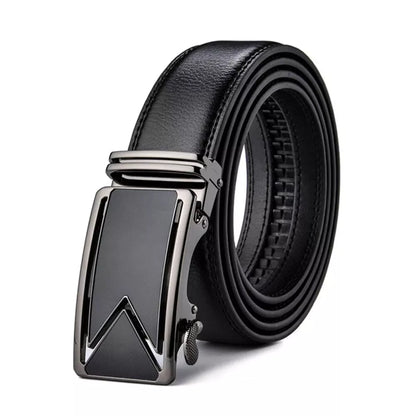 Men's Cowhide Leather Belt with Monogrammed 'M' Automatic Buckle