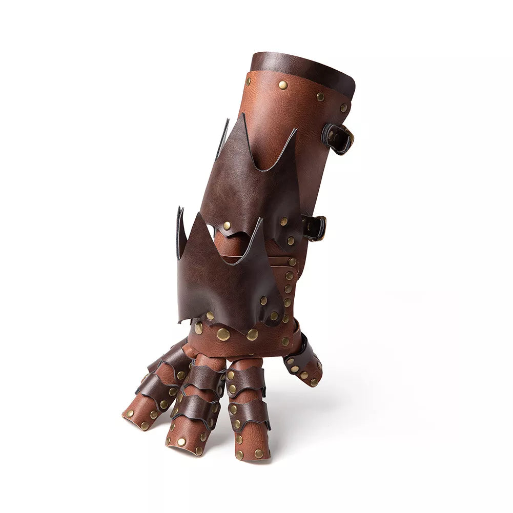 Steampunk Mechanical Arm Halloween Party PU Leather Decorative Five-Finger Gloves