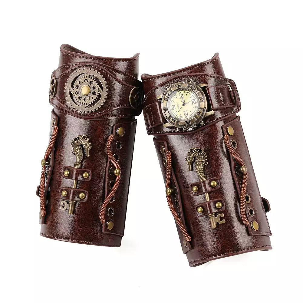 Medieval Vintage Steampunk Arm Cuffs Halloween Bracers Festival Party Arm Bands