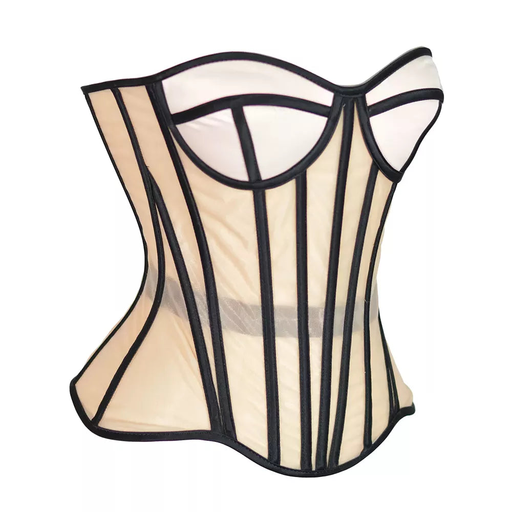 Sheer Mesh Corset with Boning and Breathable Design