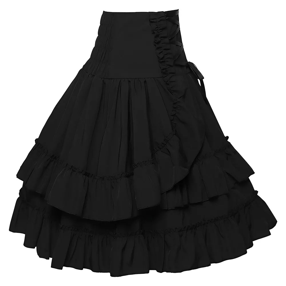 Women's Victorian Era High-Waisted Renaissance Layered Vintage Skirt