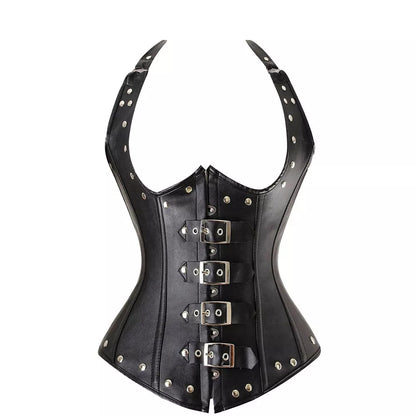 Steampunk Corset with Buckle Straps and Stud Accents