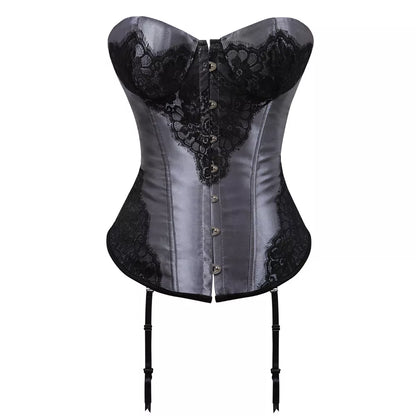 Silk Corsets with Black Lace and Garters