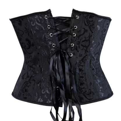 Victorian Underbust Corset with Lace-Up Back and Front Busk Closure