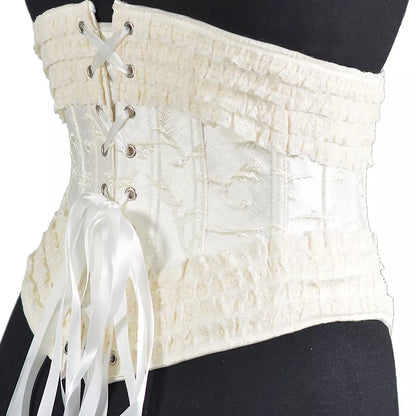 Renaissance 30cm Jacquard Waist Cincher with 5 Hooks and Lace-Up Closure