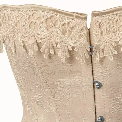 Victorian Corset with Lace Overbust  Corset with Front Busk