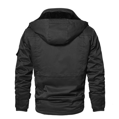 Men's Hooded Utility Cotton Jacket with Ample Storage