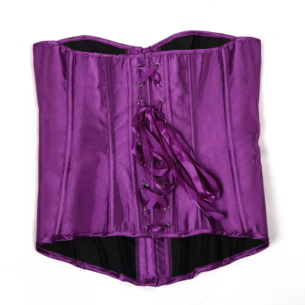 Classic Satin Overbust Corset Top with Steel Boning